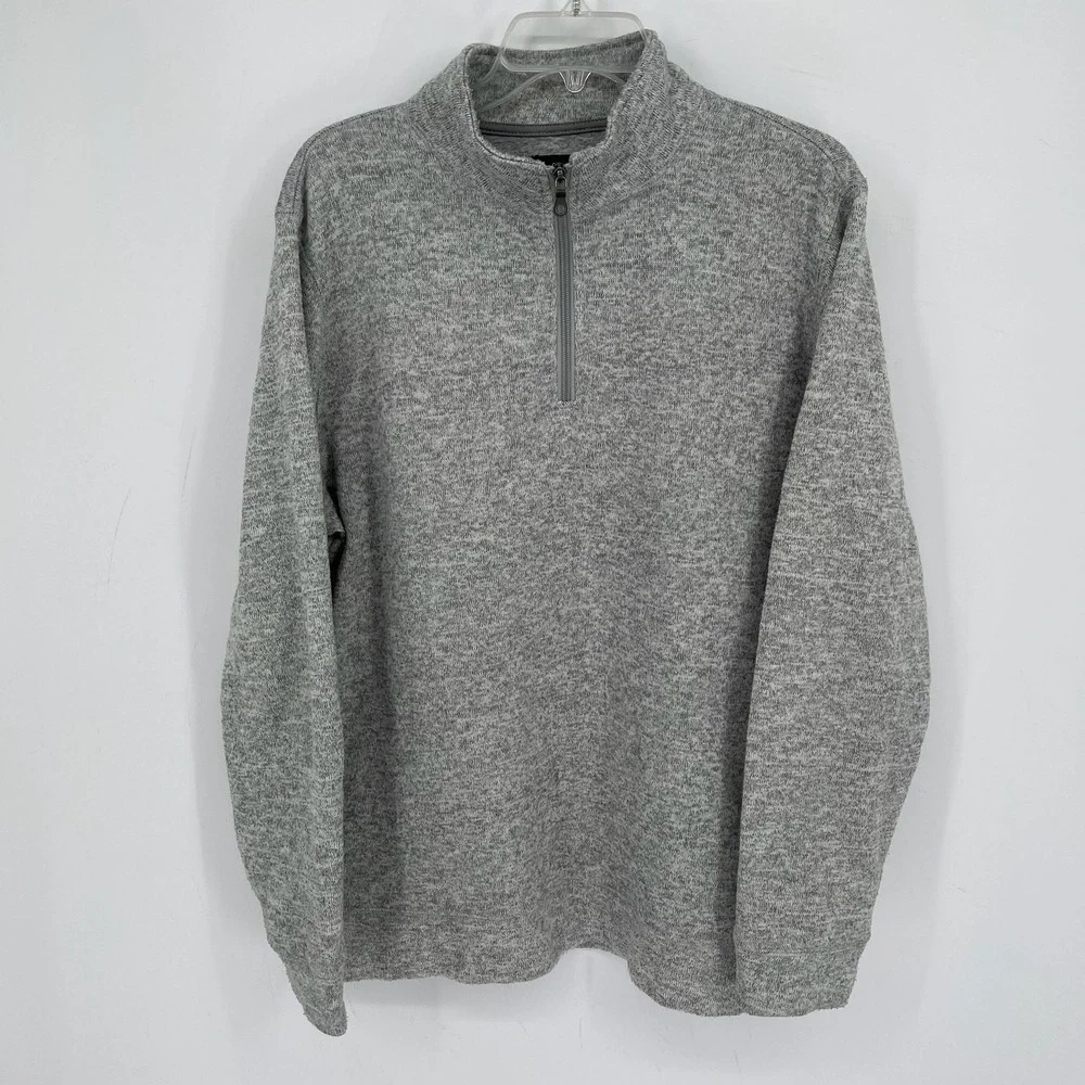 Croft & Barrow Men's Gray Quarter Zip Fleece Pullover Size Large